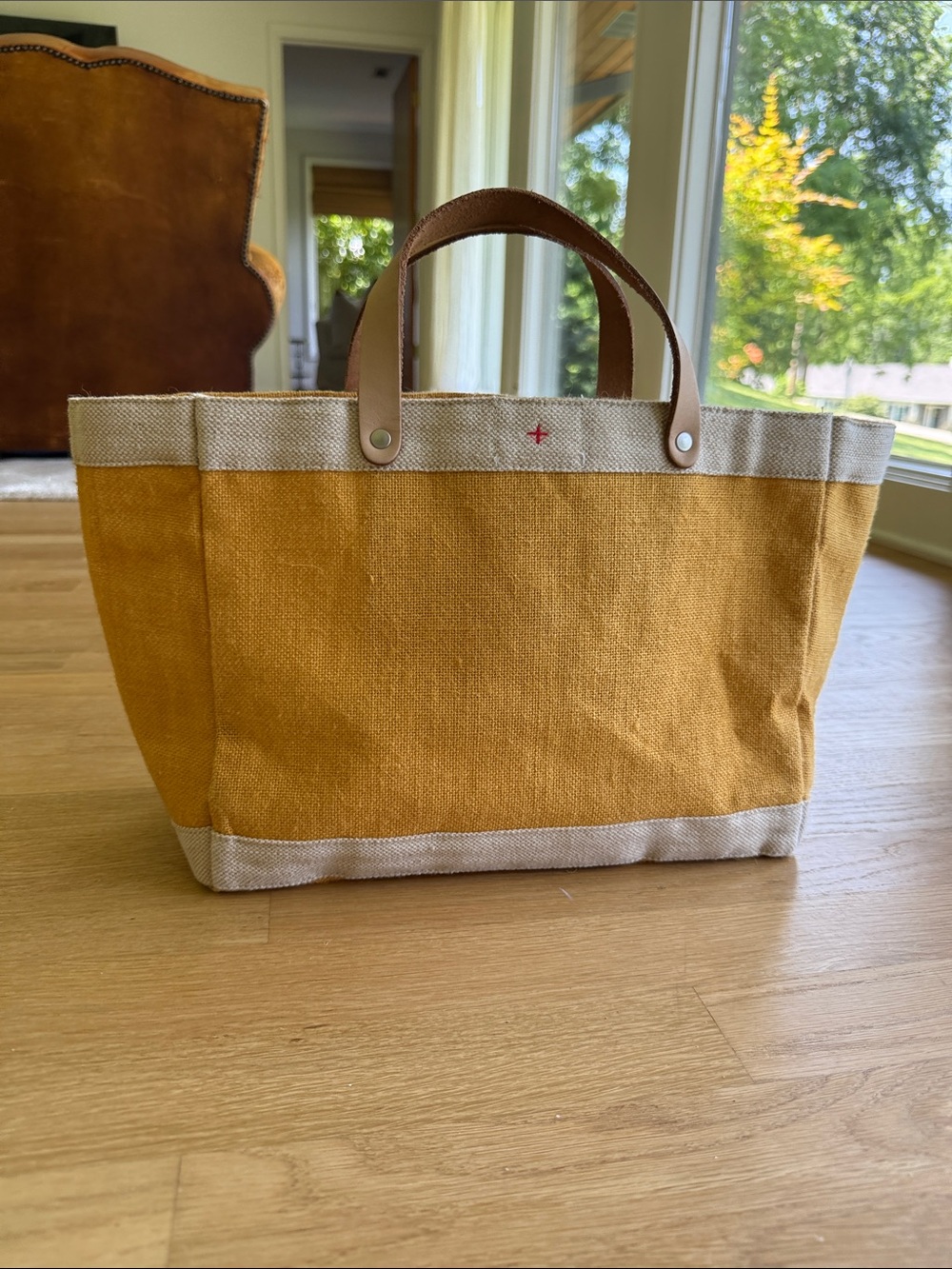 The Breakers Palm Beach Canvas Tote - Mustard & Natural - Picture 3 of 5